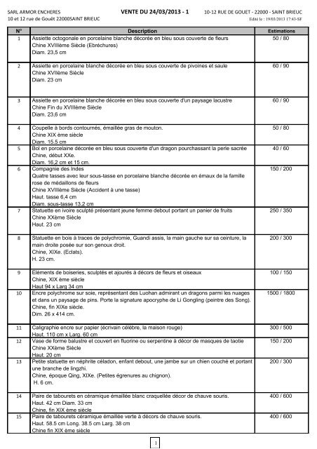 telecharger la liste complete (pdf) - Saint-Brieuc enchÃ¨res