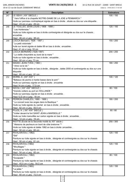 telecharger la liste complete (pdf) - Saint-Brieuc enchÃ¨res