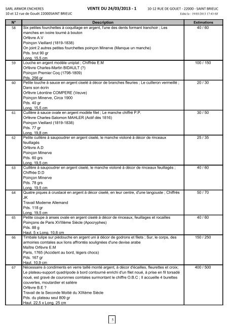 telecharger la liste complete (pdf) - Saint-Brieuc enchÃ¨res