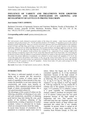 Read full article - Scientific Papers Series B Horticulture