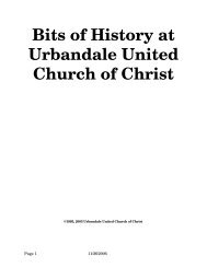 Bits of History - Urbandale UCC - Urbandale United Church of Christ