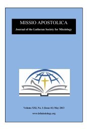 Missio Apostolica â May 2013 (PDF) - Lutheran Society for Missiology