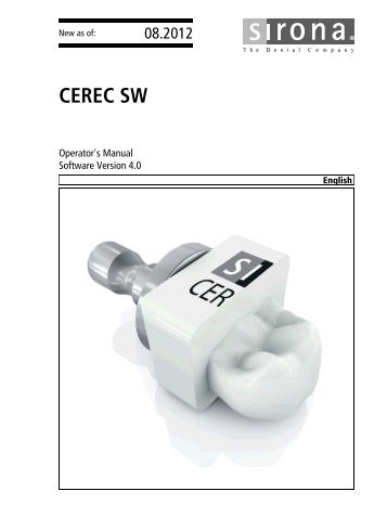 CEREC Version 4.0 Software Operator's Manual