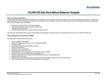 Safe Work Method Statement Template - Brookfield