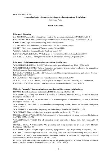 Bibliographie - UFR MathÃ©matiques et Informatique