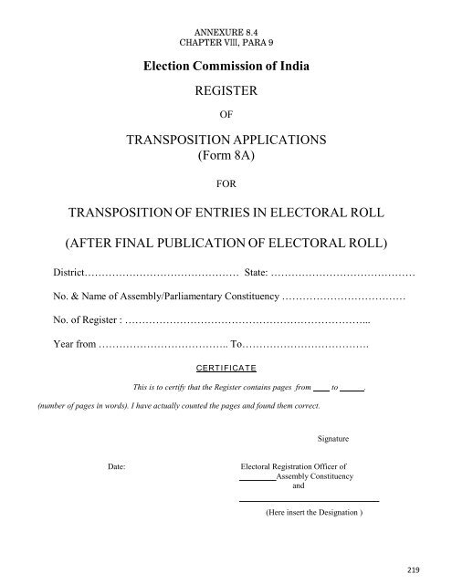 Handbook for Electoral Registration Officers - Election Commission ...