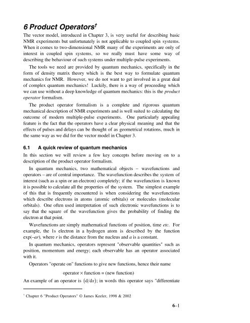 Chapter 6: Product operators - The James Keeler Group