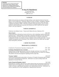 resume sample on professional transitioning - University of Charleston