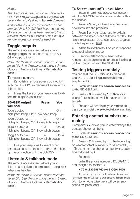 SD-GSM Speech Dialler - Cooper Security