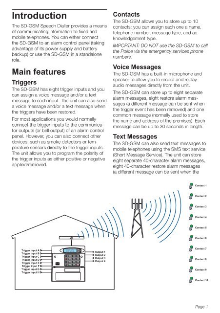 SD-GSM Speech Dialler - Cooper Security