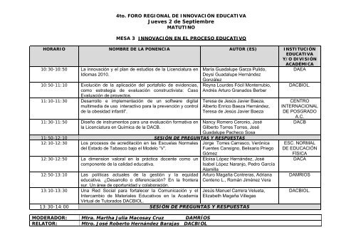 PROGRAMA GENERAL Martes 31 de Agosto Talleres de 16:00 a 21 ...