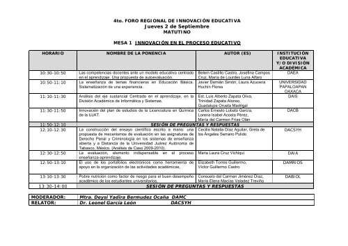 PROGRAMA GENERAL Martes 31 de Agosto Talleres de 16:00 a 21 ...