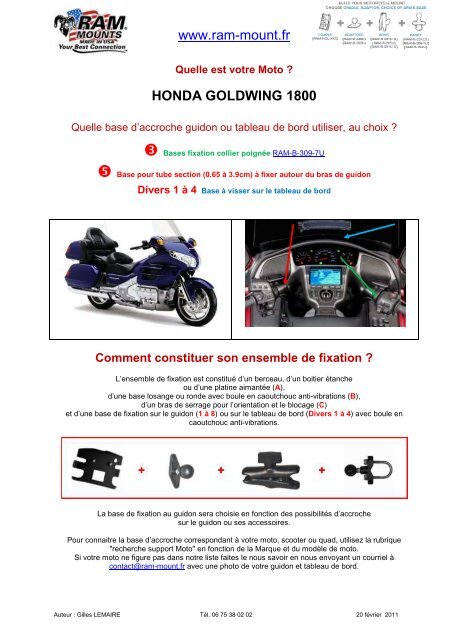 HONDA Goldwing 1800 fixations guidons - RAM Mount