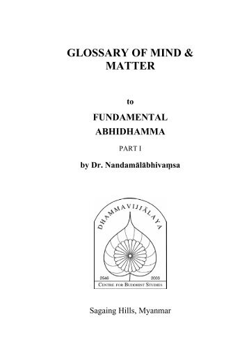 GLOSSARY OF MIND & MATTER - Abhidhamma.com