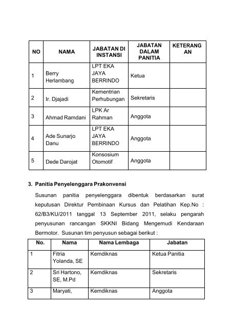 SKKNI Mengemudi Kendaraan Bermotor - Dirjen PAUDNI