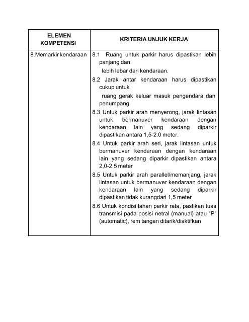 SKKNI Mengemudi Kendaraan Bermotor - Dirjen PAUDNI