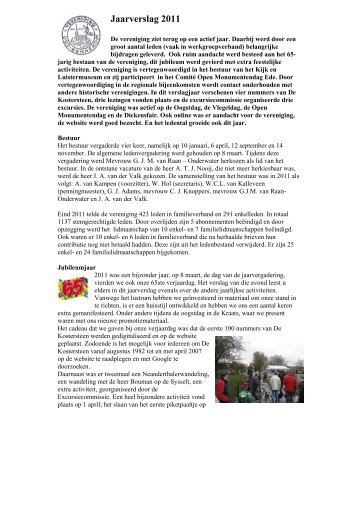 Verslag van de secretaris 2011 - Oud Bennekom