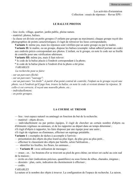 la course d'orientation - Liste des sites Web des Ã©tablissements de l ...