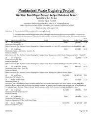 Wurlitzer Band Organ Repairs Ledger Database Report