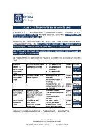 AVIS AUX ÃTUDIANTS EN 1E ANNÃE LFG - IHEC