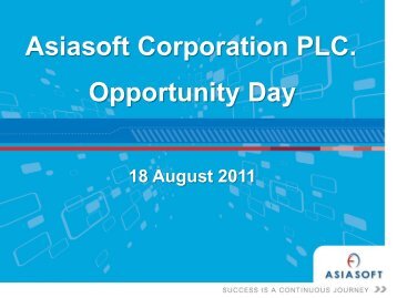 Asiasoft Corporation PLC. Opportunity Day - IR Plus