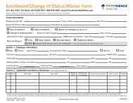 Enrollment/Change of Status/Waiver Form - Providence Health Plan