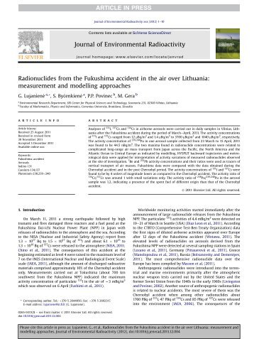 Journal of Environmental Radioactivity - onPrincipleAlone