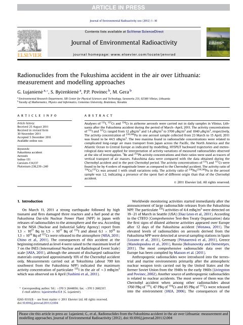 Journal of Environmental Radioactivity - onPrincipleAlone