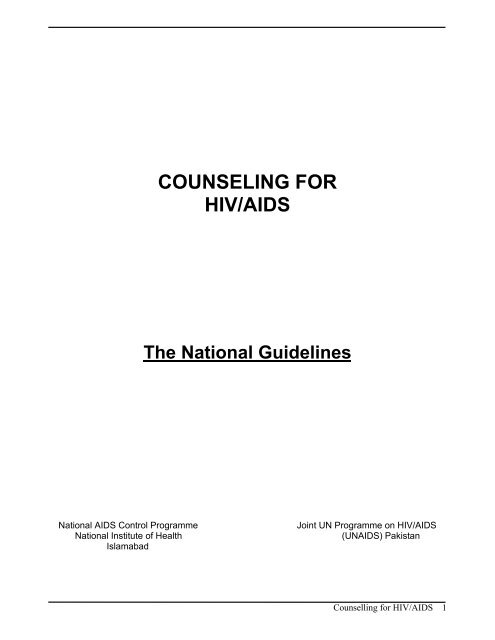 COUNSELING FOR HIV/AIDS - National AIDS Control Programme