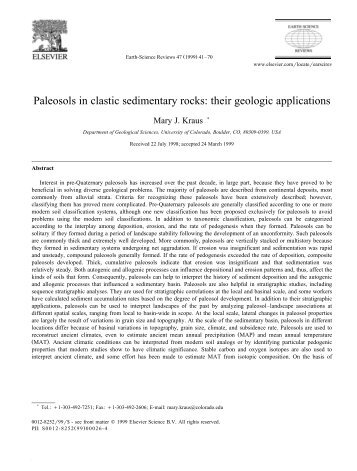 Paleosols in clastic sedimentary rocks: their geologic applications