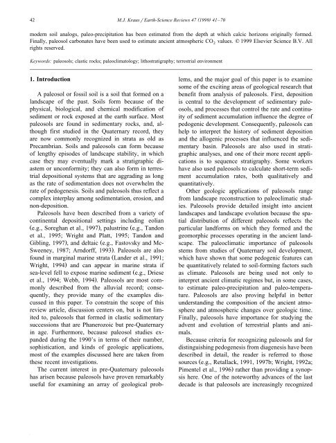 Paleosols in clastic sedimentary rocks: their geologic applications