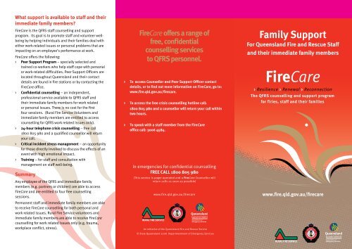 Firecare: Family Support - Queensland Fire and Rescue Service