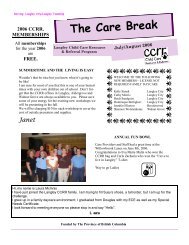 2006 ccrr. memberships - Child Care Resource and Referral