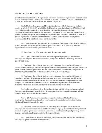 Ordinul 1078/2010 privind aprobarea regulamentului de organizare ...