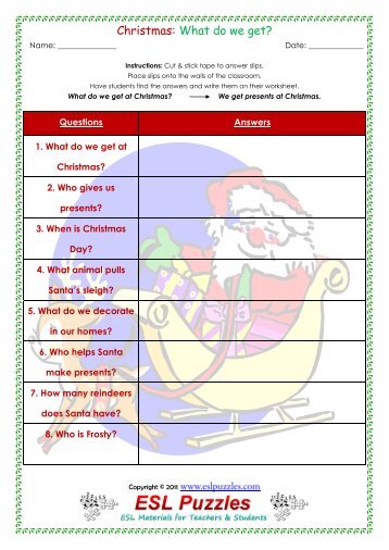 Christmas survey worksheet - ESL Kids World