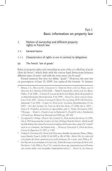 Part I: Basic information on property law