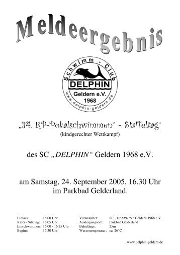 „34. RP-Pokalschwimmen“ - Staffeltag“ - SC "DELPHIN" Geldern ...