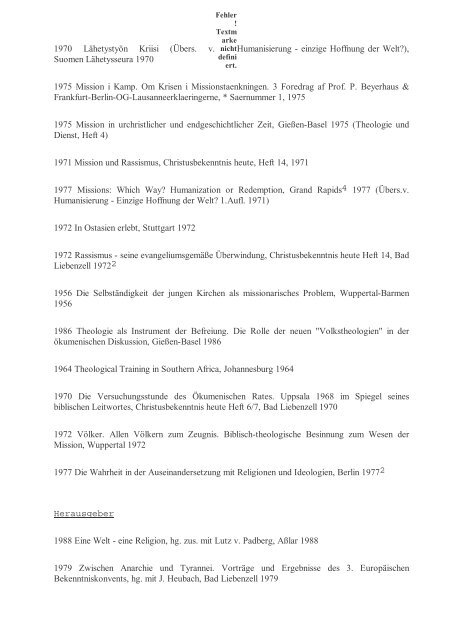 Bibliographie Prof. Dr. Peter Beyerhaus 1954-1988 - Institut Diakrisis
