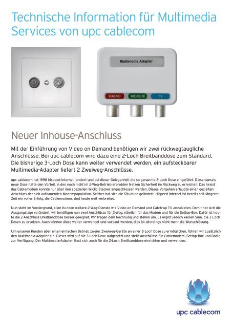 Multimedia-Adapter - Cablecom GmbH