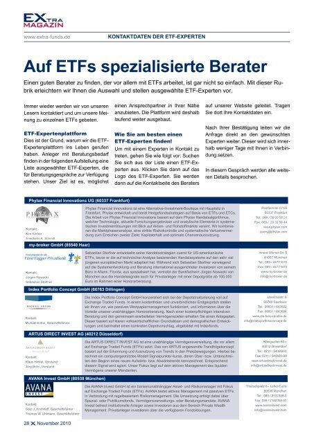 ETf-Matrix - EXtra-Magazin