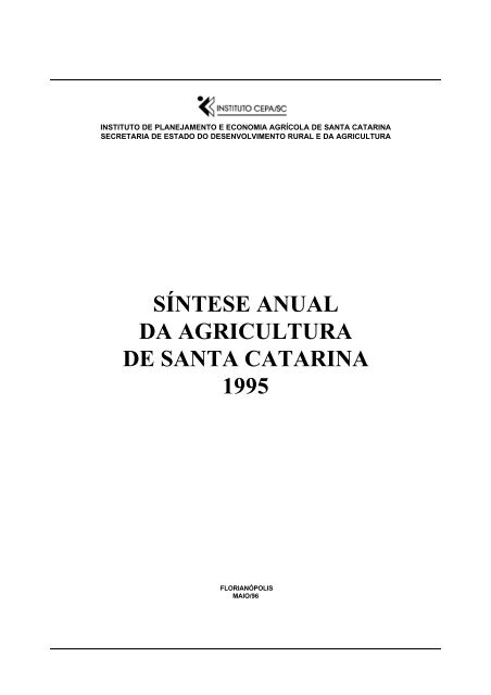 sÃ­ntese anual da agricultura de santa catarina 1995 - Cepa