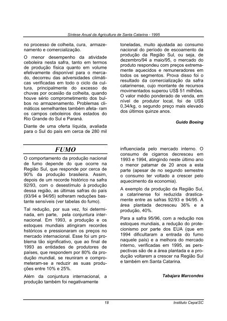 sÃ­ntese anual da agricultura de santa catarina 1995 - Cepa