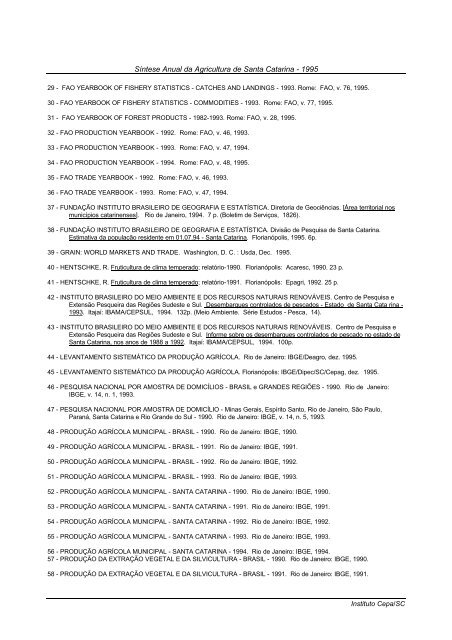 sÃ­ntese anual da agricultura de santa catarina 1995 - Cepa