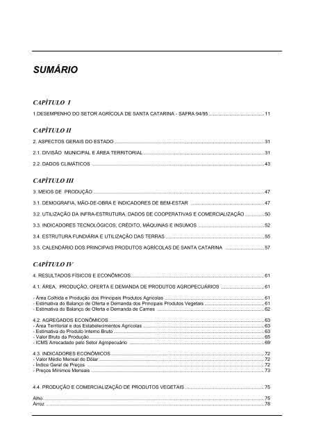 sÃ­ntese anual da agricultura de santa catarina 1995 - Cepa