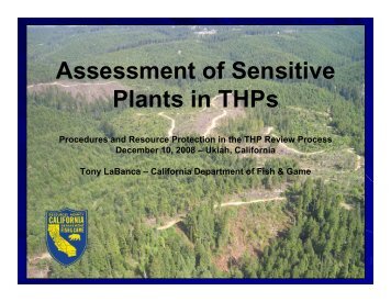 Assessment of Sensitive Plants in THPs - Cal Fire