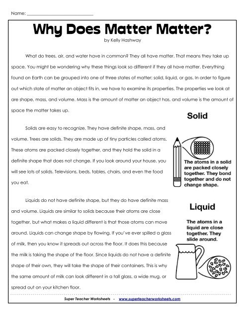 Why Does Matter Matter? - Century Life Science