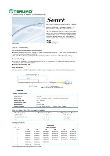 Senri® - RX PTA Balloon dilatation catheter