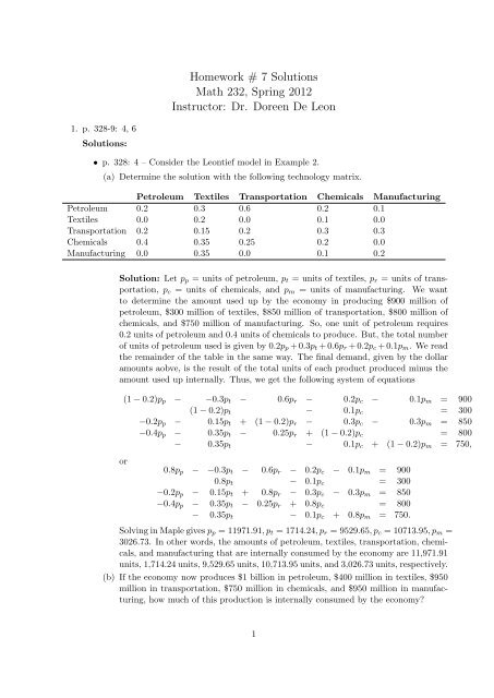 Homework # 7 Solutions Math 232, Spring 2012 Instructor: Dr ...