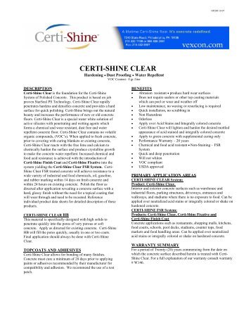 CERTI-SHINE CLEAR - Vexcon Chemicals