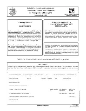 Cuestionario Anual para Empresas de Transportes y ... - Inegi
